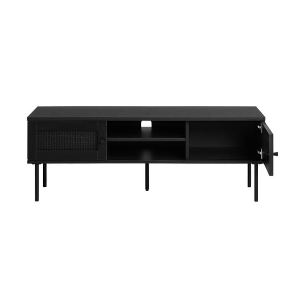 Fekete TV-állvány tölgyfa dekorral 120x43 cm Pensacola – Unique Furniture-image-3