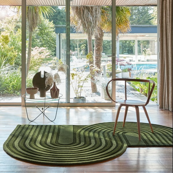 Zöld kézi szövésű gyapjú szőnyeg 150x240 cm Conway Retro – Flair Rugs-image-1