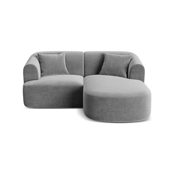 Világosszürke bársony sarokkanapé (jobb oldali-heverő résszel) Campi – Cosmopolitan Design