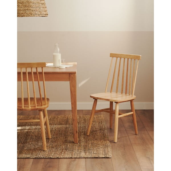 Natúr színű kaucsukfa étkezőszék szett 2 db-os – Kave Home-image-1