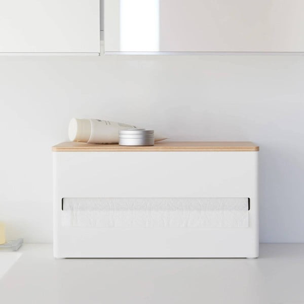 Fehér fém papírtörlő tartó Rin – YAMAZAKI-image-2