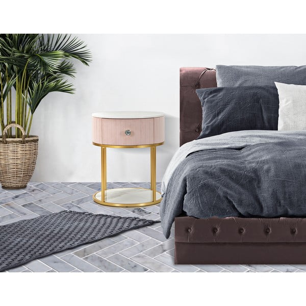 Világos rózsaszín-aranyszínű éjjeliszekrény Montpellier – Mauro Ferretti-image-1