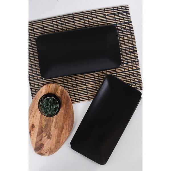 Fekete agyagkerámia tányér készlet 2 db-os – Hermia-image-1