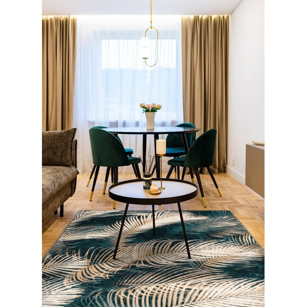 Petróleumkék gyapjú szőnyeg 133x180 cm Areca – Agnella-image-1