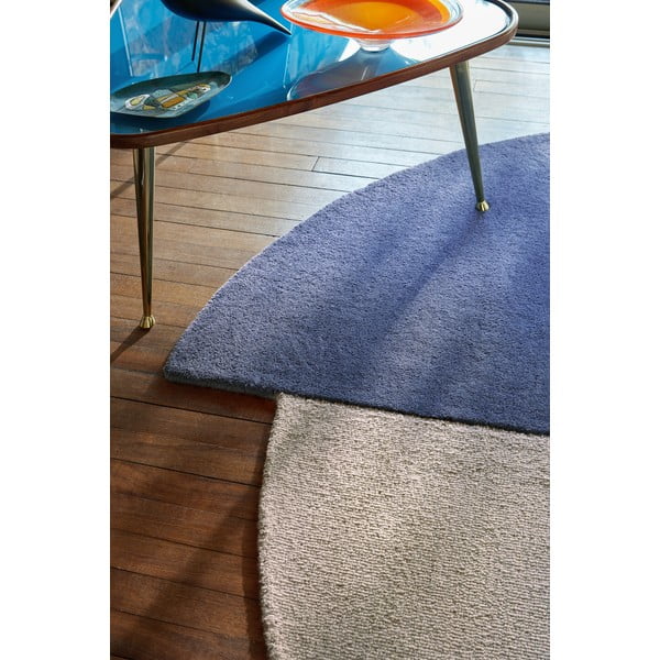 Kék kézi szövésű gyapjú kerek szőnyeg ø 150 cm Mia Segment – Flair Rugs-image-3