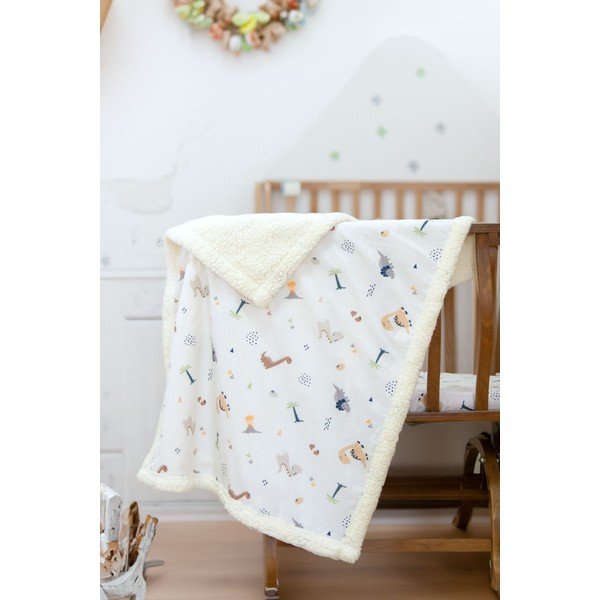 Fehér renforcé pamut gyerek takaró 75x100 cm Dinozor – Mijolnir-image-1