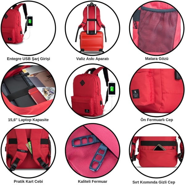 SPECTA Smart Bag lila hátizsák USB csatlakozóval - My Valice-image-3