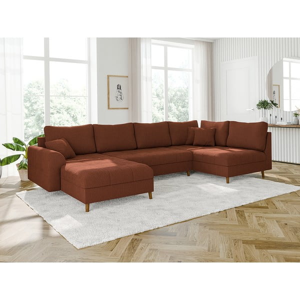 Téglavörös kordbársony sarokkanapé (bal oldali) Ariella – Ropez-image-3