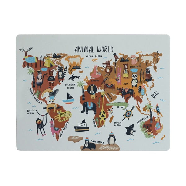 Animals Worldmap íróasztal alátét, 55 x 35 cm - Really Nice Things