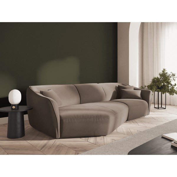 Barna bársony sarokkanapé Tokyo – Cosmopolitan Design-image-1