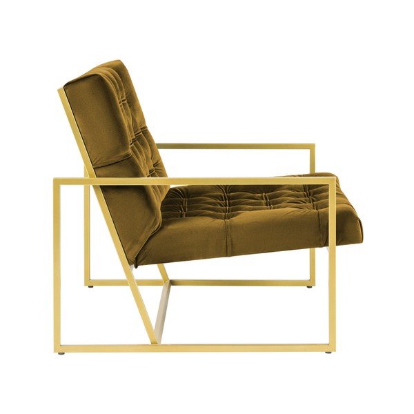 Bono mustársárga fotel aranyszínű konstrukcióval - Mazzini Sofas-image-3