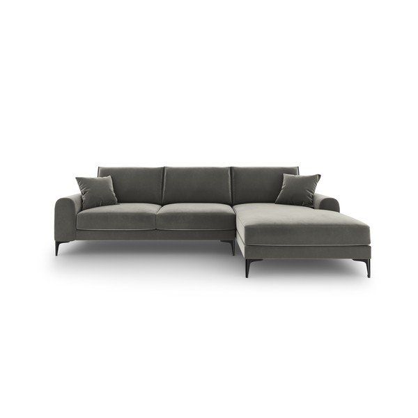 Madara világosszürke bársony sarokkanapé, jobb oldali - Mazzini Sofas-image-2