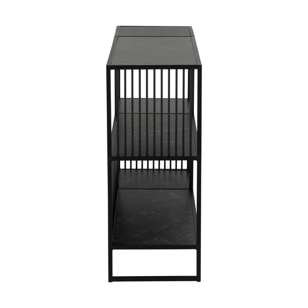 Fekete könyvespolc kő dekorral 120x83 cm Strington – Actona-image-3