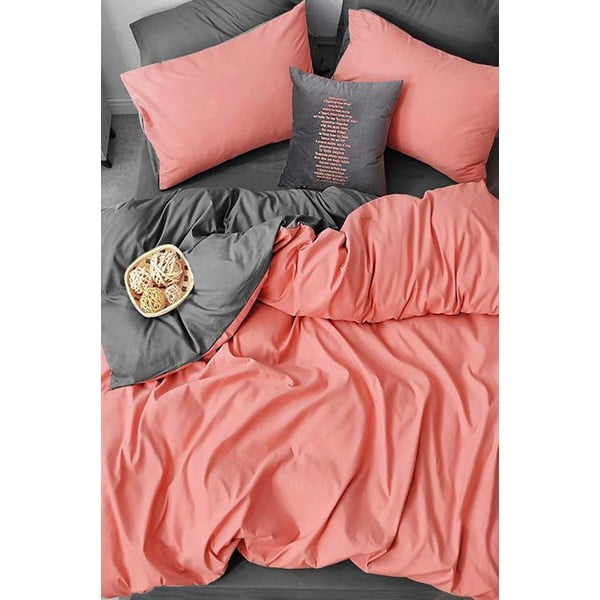 Lazacszínű-szürke kétszemélyes-hosszabbított pamut ágyneműhuzat lepedővel 200x220 cm – Mila Home-image-3