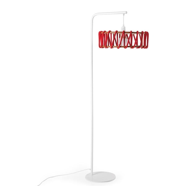 Macaron állólámpa fehér konstrukcióval és nagy piros lámpabúrával - EMKO