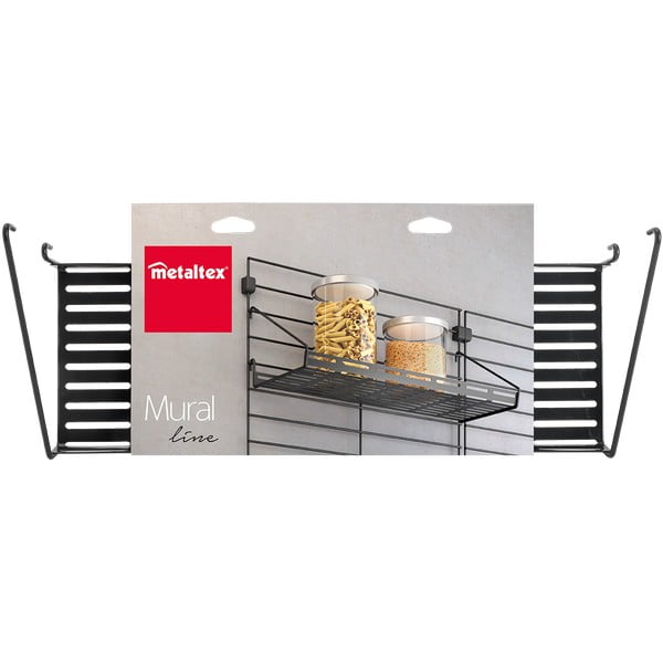 Fekete fém bútorelem - polc 43x15 cm Mural – Metaltex-image-2