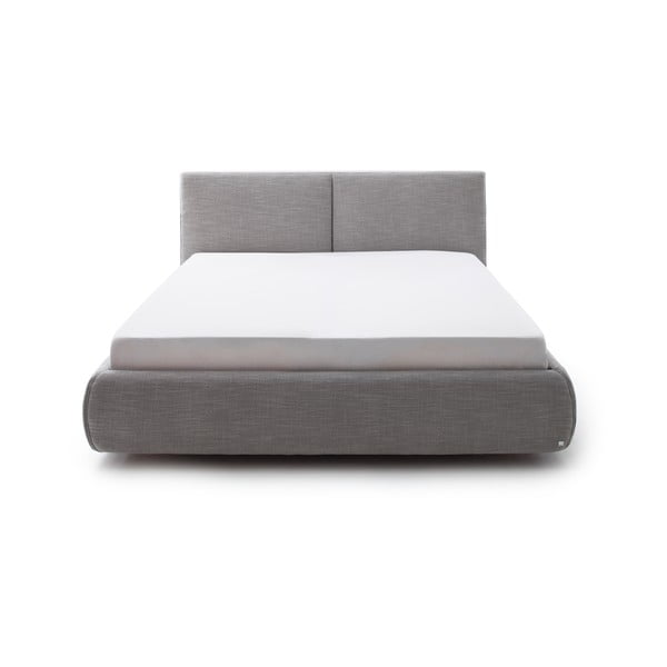 Szürke kárpitozott ágyneműtartós franciaágy ágyráccsal 180x200 cm Atesio – Meise Möbel-image-2