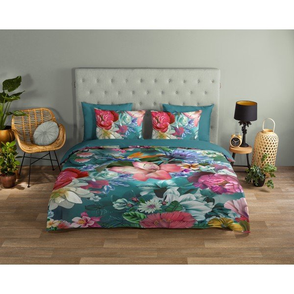 Türkiz egyszemélyes pamut ágyneműhuzat 140x200 cm – Good Morning-image-1