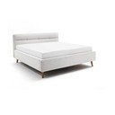 Világosszürke kárpitozott ágyneműtartós franciaágy ágyráccsal 180x200 cm Lotte – Meise Möbel