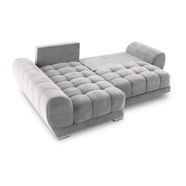 Nuage világosszürke kinyitható sarokkanapé bársony kárpittal, bal oldali - Windsor & Co Sofas-image-3