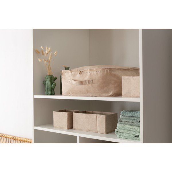 Bézs textil tárolódoboz szett 2 db-os 14x12x12 cm Sandy – Compactor-image-1