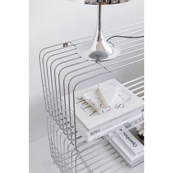 Fényes ezüstszínű fém fali könyvespolc 70x30 cm Wire – Mette Ditmer Denmark-image-3