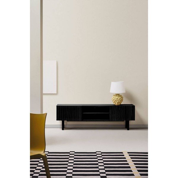 Fekete TV-állvány kőrisfa dekorral 160x50x43 cm Sion – Jotex-image-1