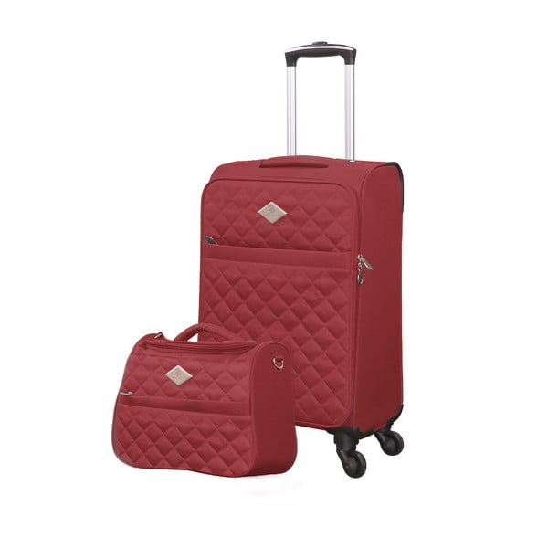 Adventure piros bőrönd és kozmetikai táska szett, 38 l + 16 l - GERARD PASQUIER