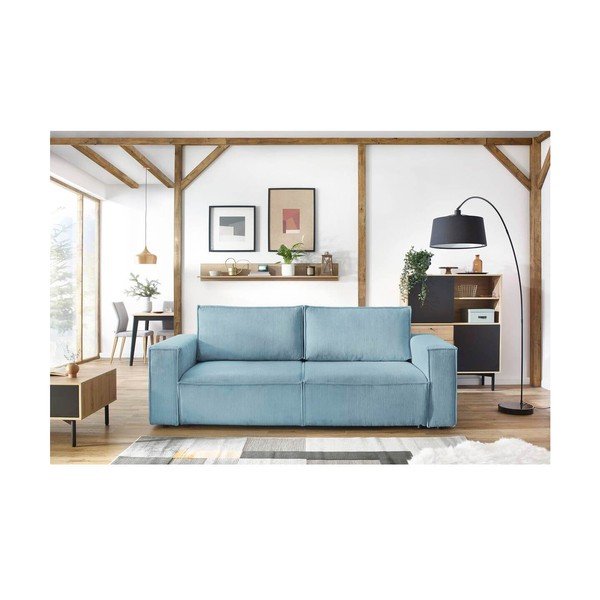 Mentazöld kordbársony kinyitható-tárolóhelyes kanapé 245 cm Nihad – Bobochic Paris-image-1