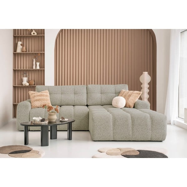 Világosbarna kinyitható tárolóhelyes moduláris sarokkanapé (jobb oldali) Lulu – Miuform-image-1