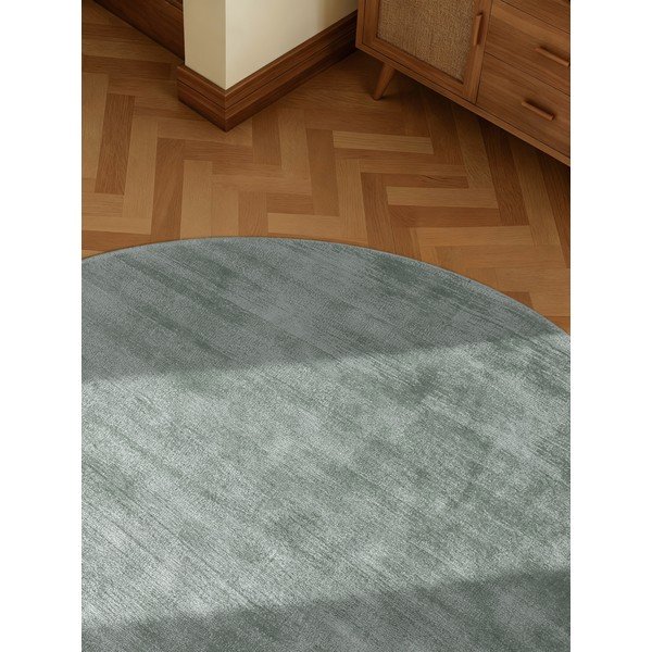 Világoskék kézi szövésű viszkóz kerek szőnyeg ø 120 cm Noemi – Vikosa-image-4