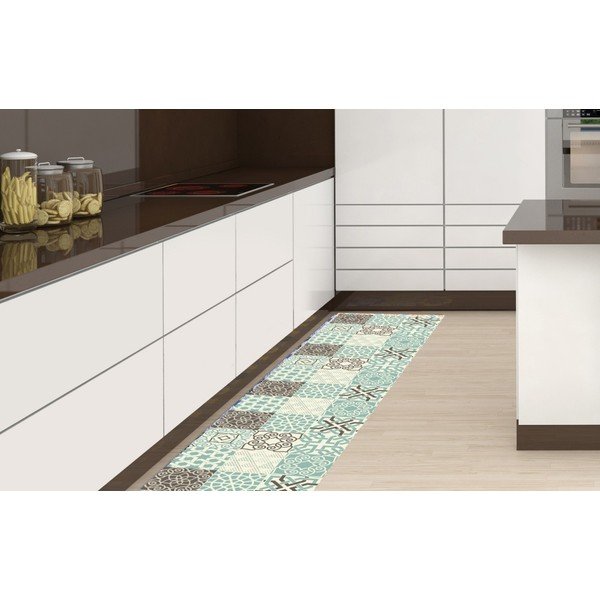 Turquesa vinil szőnyeg, 180 x 50 cm - Huella Déco-image-1