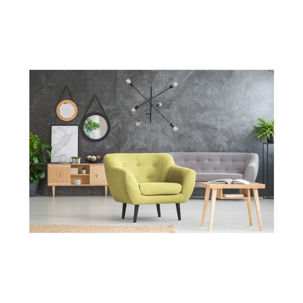 Piemont sárga fotel barna lábakkal - Mazzini Sofas-image-4