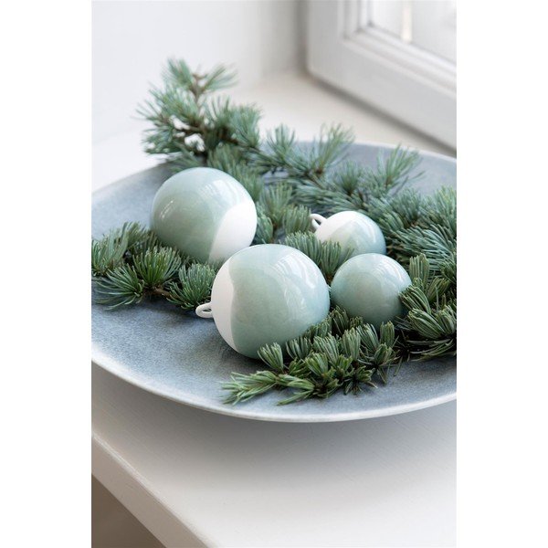 Nobili 3 db zöld csontporcelán karácsonyfadísz - Kähler Design-image-1