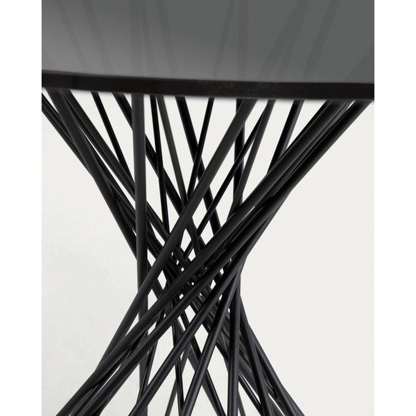 Fekete kerek étkezőasztal üveg asztallappal ø 120 cm Niut – Kave Home-image-3