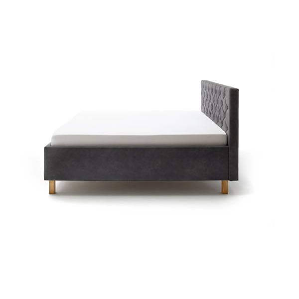 Sötétszürke kárpitozott ágyneműtartós franciaágy ágyráccsal 180x200 cm San Remo – Meise Möbel-image-3