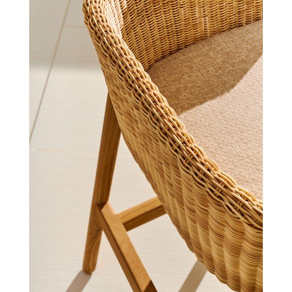 Natúr színű párnázott-rattan kerti bárszék Galea – Kave Home-image-3
