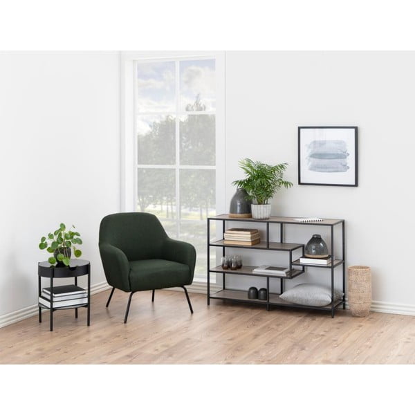 Fekete-natúr színű könyvespolc tölgyfa dekorral 114x78 cm Seaford – Actona-image-1