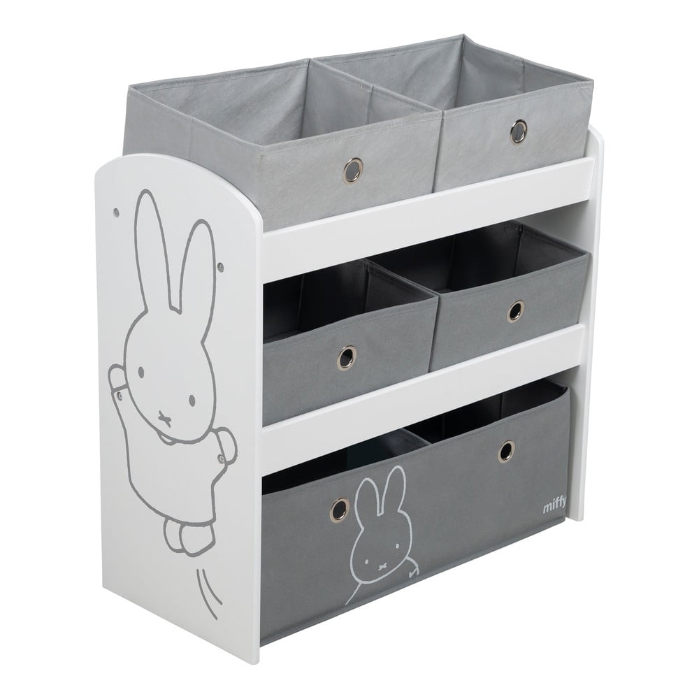 Fehér-szürke játéktároló 63,5x29,5x60 cm Miffy Roba