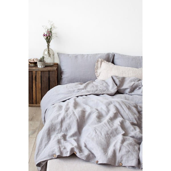 Világosszürke len párnahuzat, 70 x 90 cm - Linen Tales-image-1