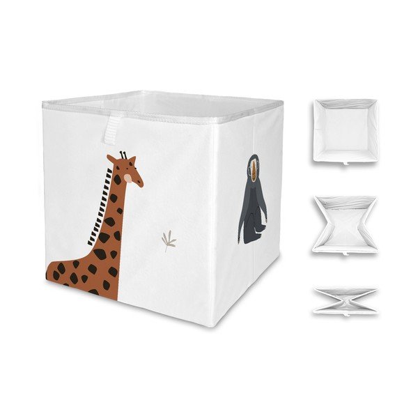 Fehér textil játéktároló doboz  32x32x32 cm Safari Animals – Butter Kings-image-2