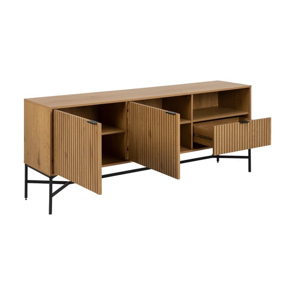 Natúr színű alacsony komód tölgyfa dekorral 180x70 cm Jaipur – Actona-image-3