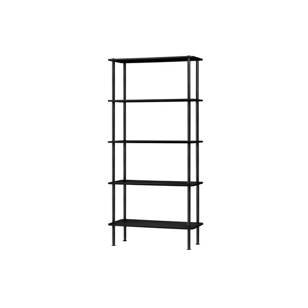 Fekete polcos állvány tölgyfa dekorral 80x163x35 cm Teidi – noo.ma