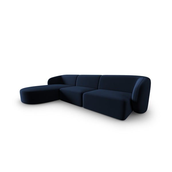 Kék bársony sarokkanapé (bal oldali-heverő résszel) Paolo – Milo Casa-image-1