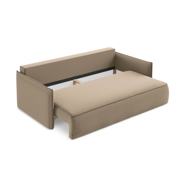 Világosbarna bársony kinyitható-tárolóhelyes kanapé 225 cm Hula – Makamii-image-3