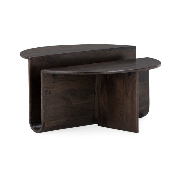 Sötétbarna mangófa kerek dohányzóasztal ø 80 cm Divya – MOME