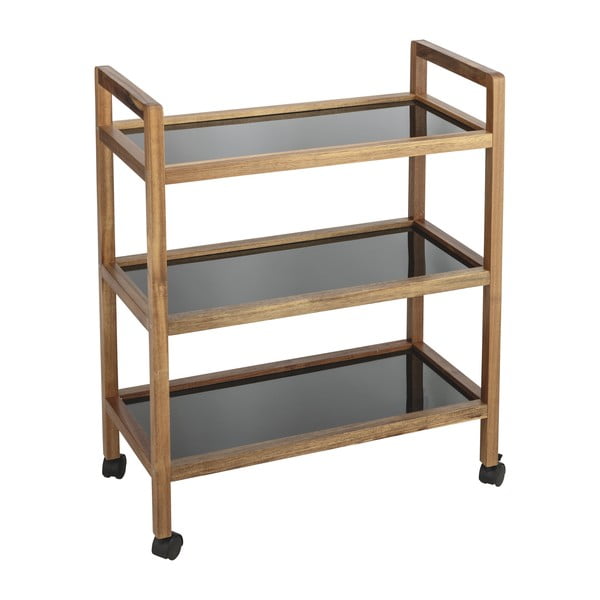 Fekete-natúr színű akácfa fürdőszobai polcos állvány 65x76,5 cm Fondi – Wenko