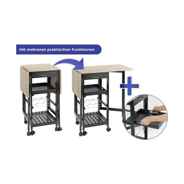 Fekete-natúr színű bortartó szekrény tölgyfa dekorral, palackok száma 3, 97x77 cm – Maximex-image-4