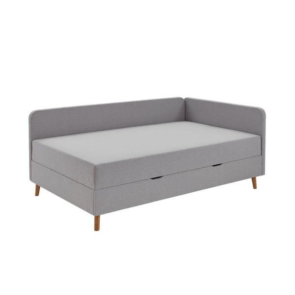 Világosszürke kárpitozott egyszemélyes ágy tárolóhellyel 90x200 cm Cabana – Meise Möbel