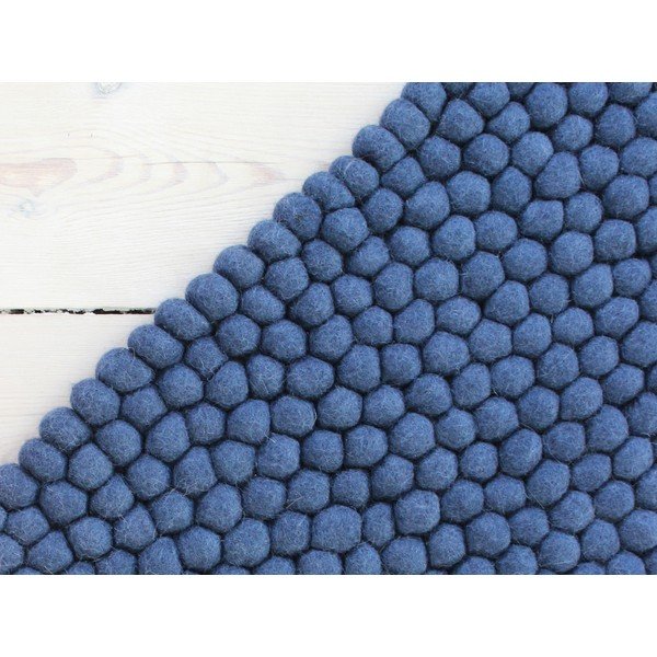 Ball Rugs kék gyapjú golyószőnyeg, 100 x 150 cm - Wooldot-image-1